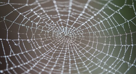 Obraz premium Spiderweb with Dew Drops Sparkling in Morning Light