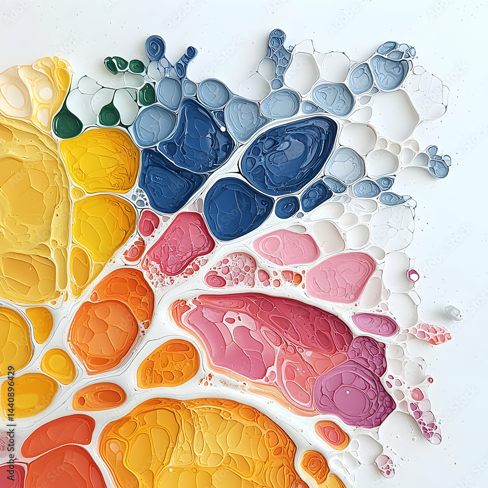 Poster abstract fluid art with vibrant colors and cellular structures. use for artistic backgrounds and tex