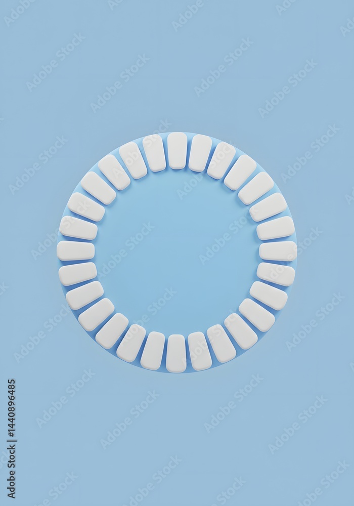 Poster abstract circular design with rounded rectangles on a serene blue background rendering a modern and 