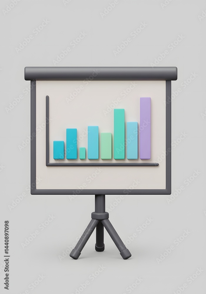 Aufkleber three-dimensional presentation board showcasing a vibrant bar graph symbolizing growth and analysis 