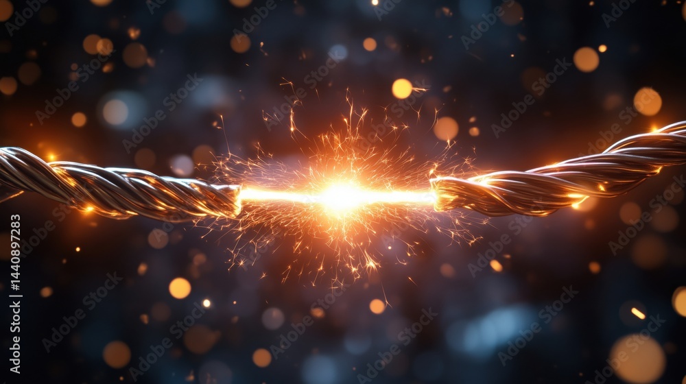 Poster electric sparks flying from twisted wires creating a dramatic visual effect