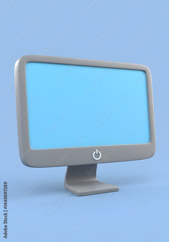 Poster stylized 3d rendering of a retro-inspired computer monitor with a pastel color palette and playful d