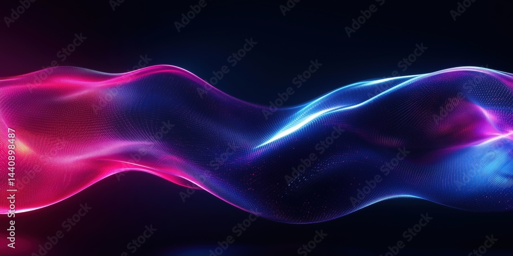 Poster colorful abstract wave of light particles creating a dynamic visual effect