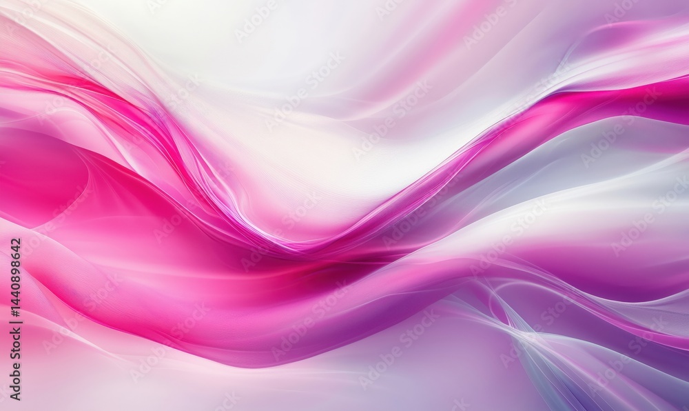 Poster abstract pink and white flowing waves with soft gradients and smooth textures