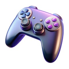 3D purple game controller angled view on white background