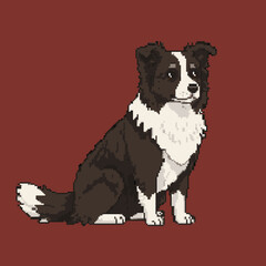 Border Collie dog pixel art