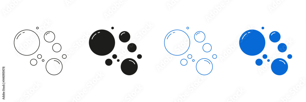 Poster bubble circle line and solid icon set. air and water bubble symbol collection. isolated vector illus