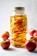 Homemade Korean Apple Syrup in Glass Jar