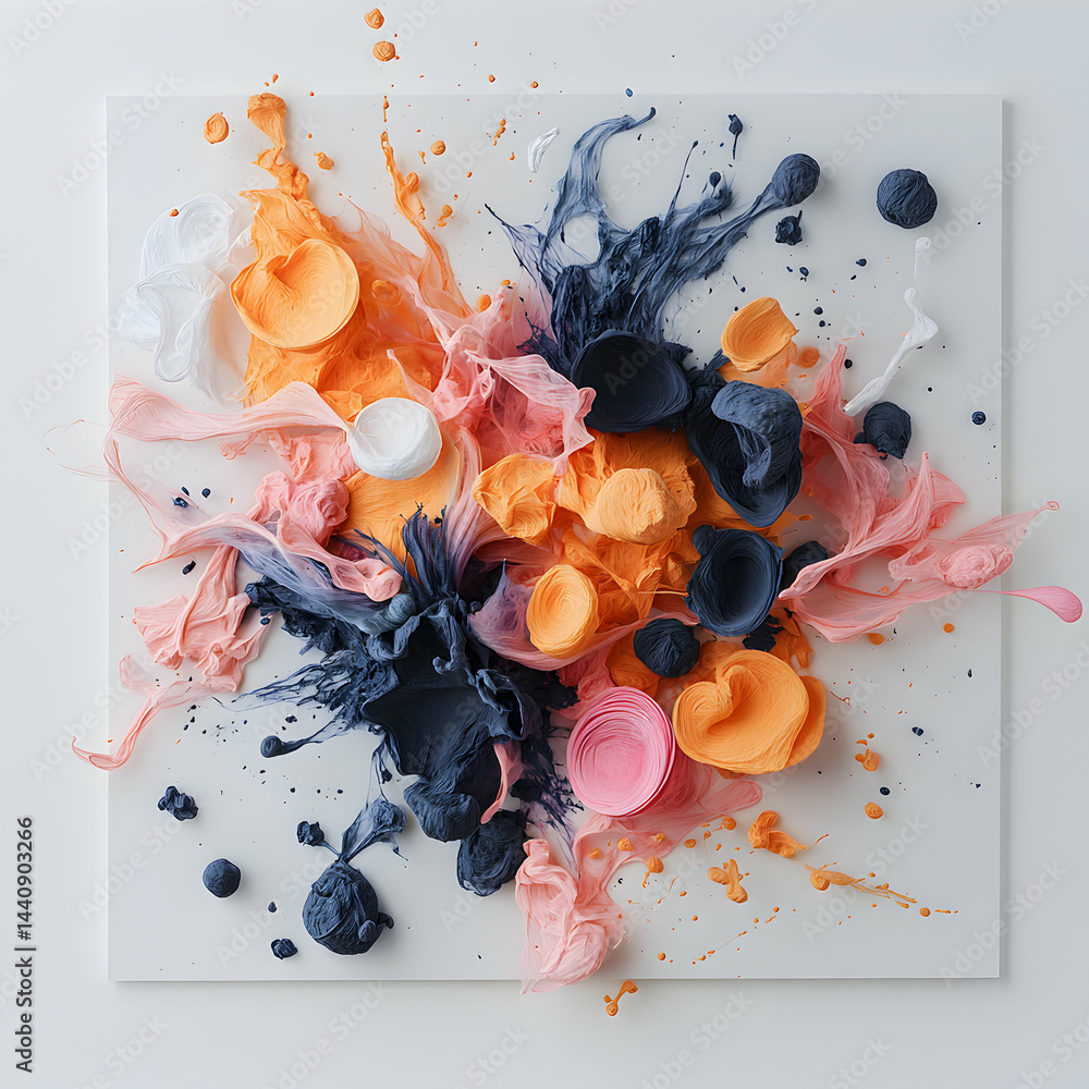 Poster abstract art composition featuring a colorful explosion of textures. use it as a unique wallpaper fo
