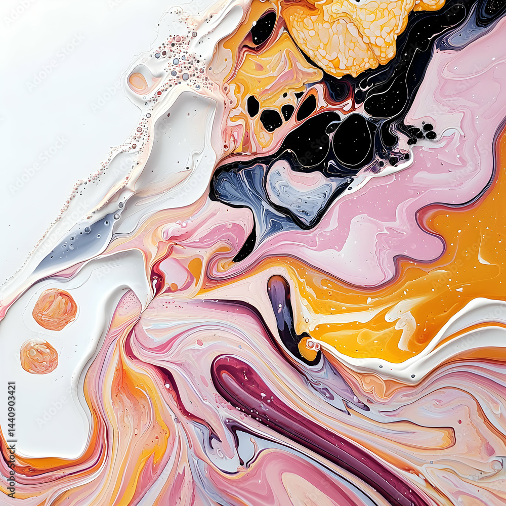 Poster abstract fluid art with swirling colors. ideal for backgrounds and textures in design projects. also
