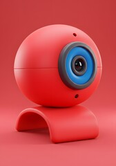 Vibrant red webcam rendering showcasing sleek design and modern technology, ideal for video communication and creative technology projects