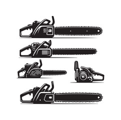 Chainsaw set silhouette vector illustration