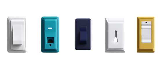 Pack of Electrical Switch Against Transparent Background for Home Improvement, Industrial Designs, or Electrical Engineering Projects