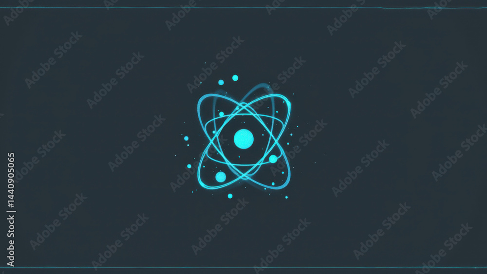 Aufkleber stylized representation of an atom with electron orbits.