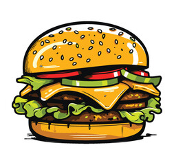Hamburger on White Background Isolated