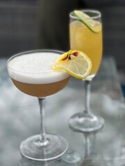 cocktail with lemon and lime