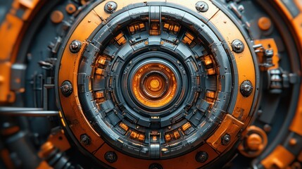 Obraz premium Futuristic Orange and Grey Tech Core