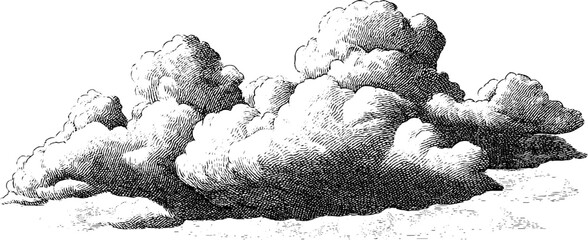 Engraved sky illustration with bold black lines for atmospheric art and design