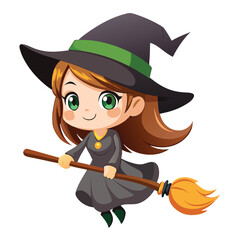 Witch on broomstick vector 
