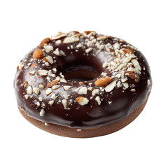 Delicious Chocolate Glazed Donut Topped with Sliced Almonds A Sweet Treat for Any Occasion