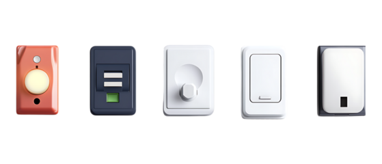 Pack of Electrical Switch Against Transparent Background for Home Improvement, Industrial Designs, or Electrical Engineering Projects