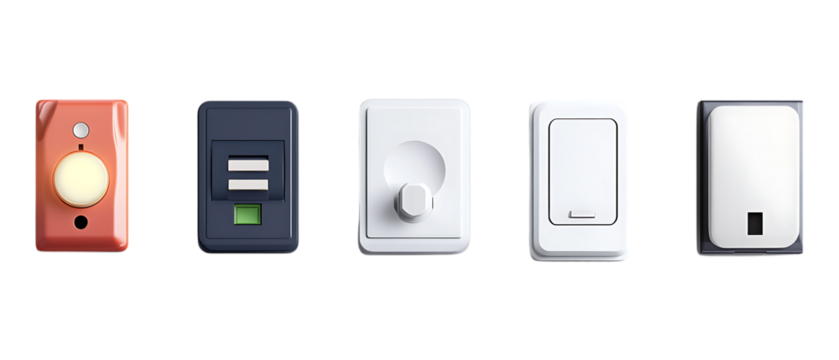 Pack of Electrical Switch Against Transparent Background for Home Improvement, Industrial Designs, or Electrical Engineering Projects