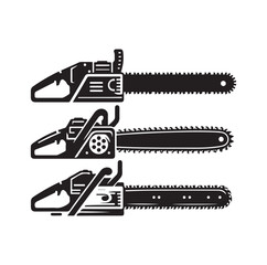 Chainsaw set silhouette vector illustration