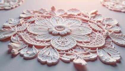Obraz premium Intricate floral lace doily, delicate texture , wedding, handmade