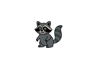 Vector illustration of a cartoon raccoon with a smile on a white background