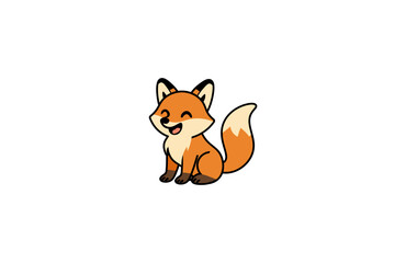 Vector illustration of a cartoon fox with a smile on a white background