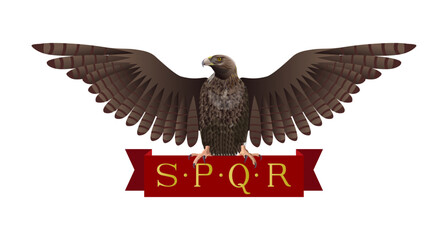 Emblem of Roman Empire SPQR with eagle.