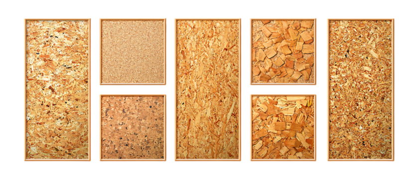 Pack of Cork Boards Against Transparent Background for Office Organization, School Projects, or Home Decor Design Projects