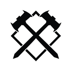 Crossed Axes Diamond Logo Design