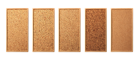 Pack of Cork Boards Against Transparent Background for Office Organization, School Projects, or Home Decor Design Projects