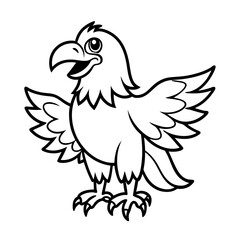 Obraz premium Cartoon eagle illustration in vector line art style