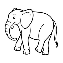 Fototapeta premium Cartoon elephant outline drawing in vector line art style