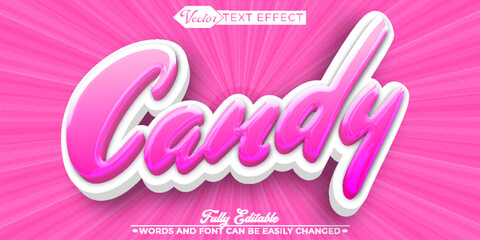 Cartoon Pink Sweet Candy Vector Editable Text Effect Template