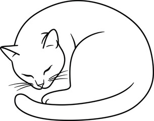 Sitting Cat, Black and White Vector Illustration