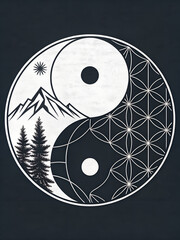 Yin yang symbol made of smoke on white background