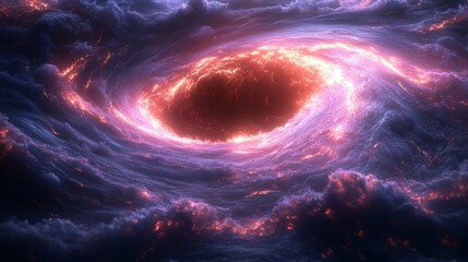 Obraz premium Cosmic Inferno: A fiery vortex of celestial energy swirling through a nebula of vibrant purples and fiery oranges.