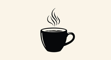 Minimalist Black and White Coffee Cup Vector Art