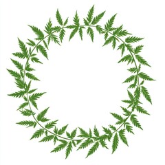 Circular fern wreath graphic design for nature-themed backgrounds