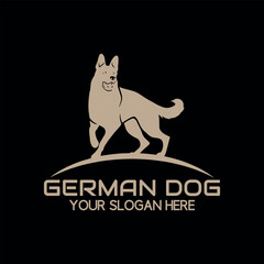 german dog breeding logo design vector
