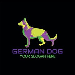 german dog breeding logo design vector