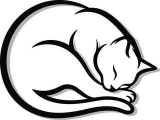 Minimalist Sleeping Cat Vector