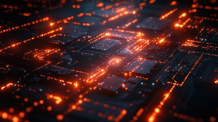 Obraz premium Glowing Circuits: A Digital Microcosm