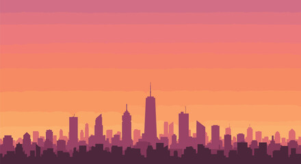 Fototapeta premium Sunrise City Skyline Minimalist Vector Illustration