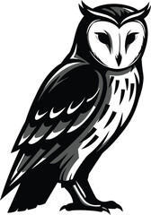 Powerful Owl - Minimalist Black and White Vector Art