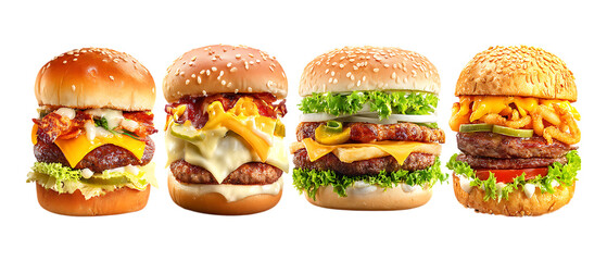 Pack of Fast Food Against Transparent Background for Menu Designs, Restaurant Promotions, or Culinary Art