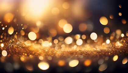 abstract blurred bookeh background with soft golden lights dark tones